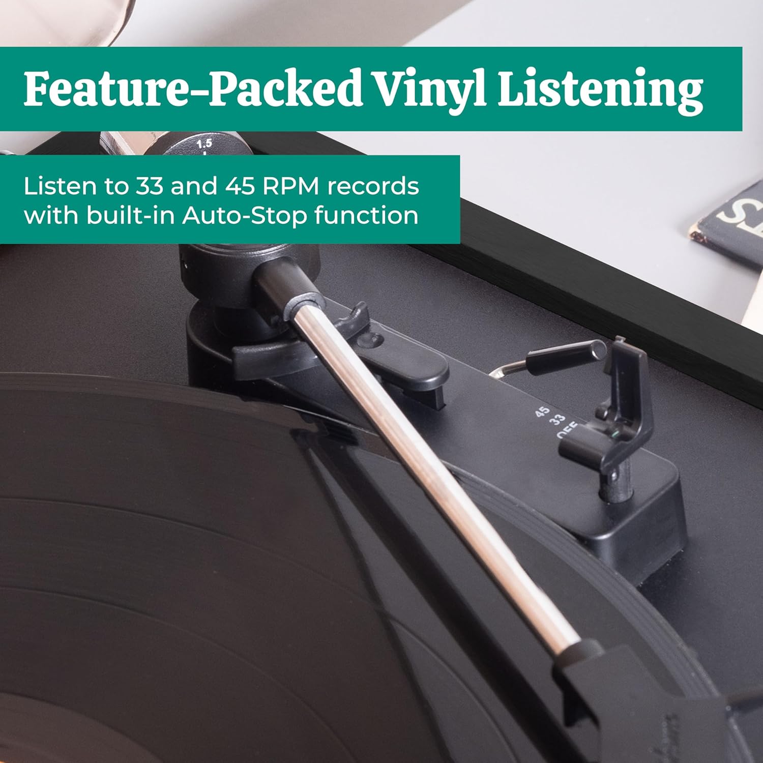 Black Belt Drive Turntable with Handcrafted Wood Plinth