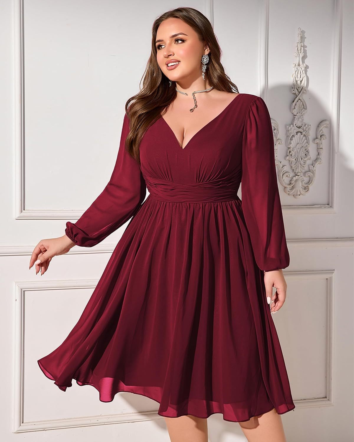 Women's A-line Chiffon Dresses with Elastic Waist Irregular Hem Dress - Image 2