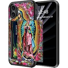 Virgin Mary for iPhone 16 6.1" Wallet Case with Hidden Card Holder, Dual Layer Hybrid Hard ID Card Slot Soft Inner Rubber Bumper Slide Cover for iPhone 16