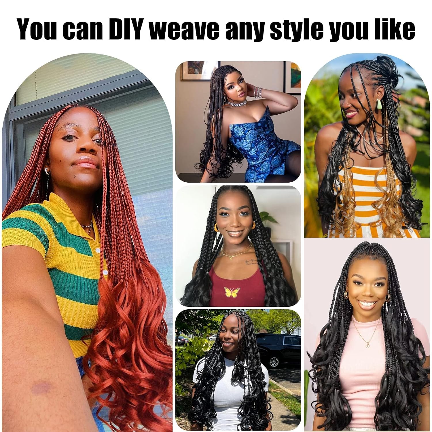 Mix Color French Curl Braiding Hair Pre Stretched 24 Inch 8 Packs Curly Braiding Hair with Curly Ends French Curly Braid for Box Braids (P430)