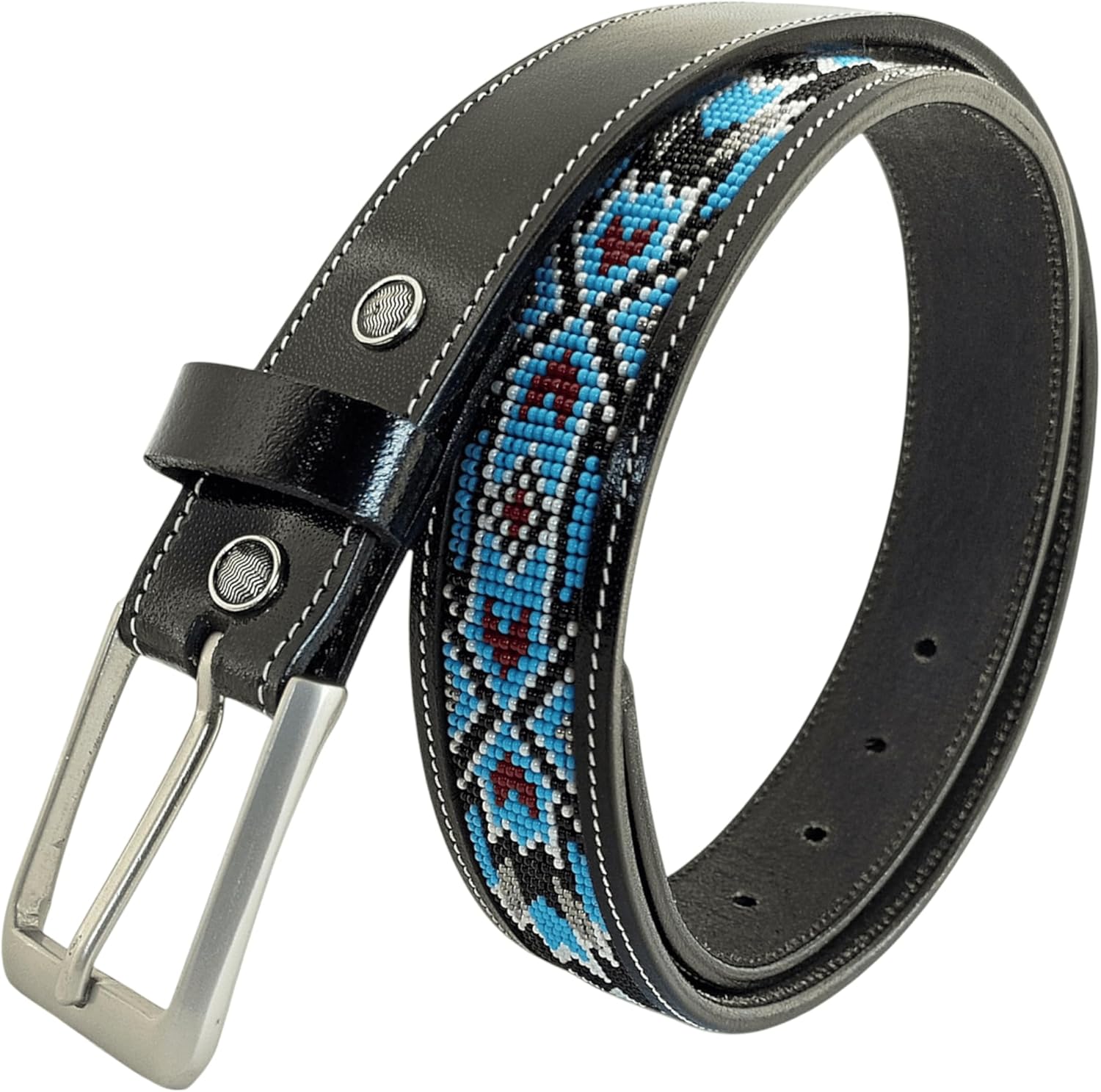 Genuine Leather Hand Crafted Unisex Western Beaded Belt | Bead Belts for Women | Men Beaded Belt