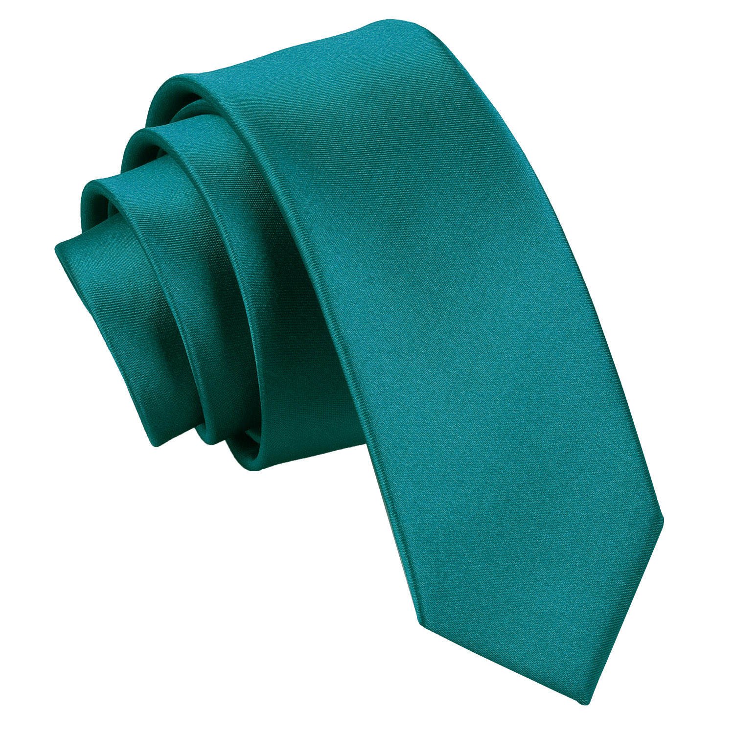 DQT Mens Plain Satin Tie – Wedding, Business & Formal Necktie - Teal Skinny 5cm