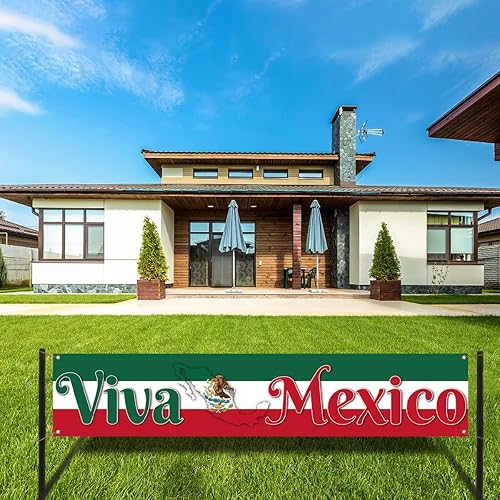 Miniatura 4 de Viva México - Cartel de valla para el Día de la Independencia Mexicana, 16 de septiembre, fiesta patriótica, telón de fondo para cabina de fotos,