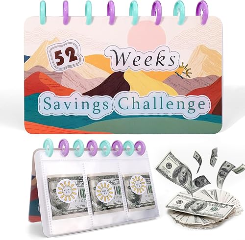 BABORUI Carpeta de desafíos de ahorro de dinero de 52 semanas, libro de desafíos de ahorro de dinero con sobres para ahorro de efectivo, carpeta de