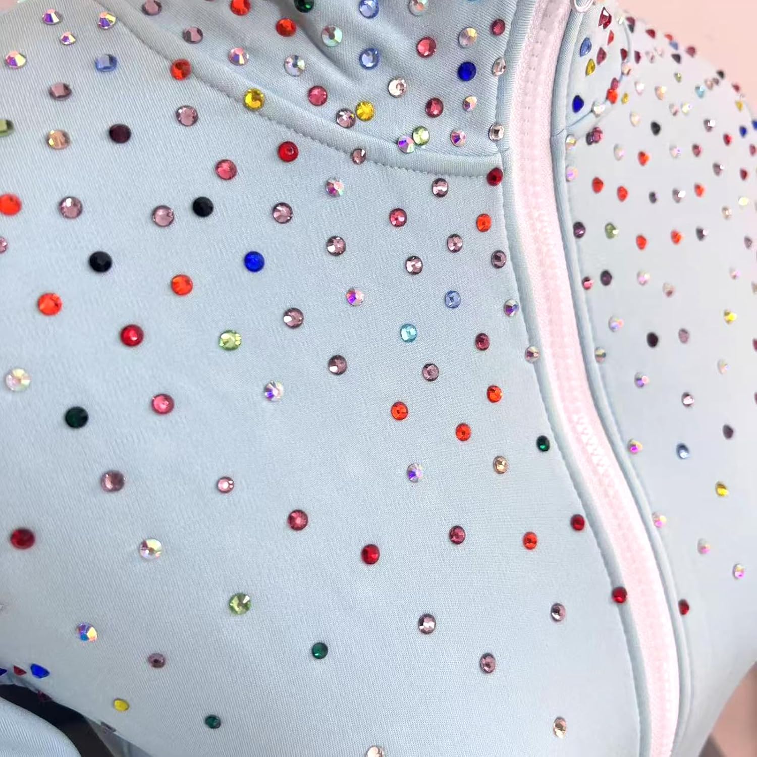 Girl's Ice Figure Skating Training Suit with Colorful Diamond Plush Premium Skating Training Clothes for Young Skaters