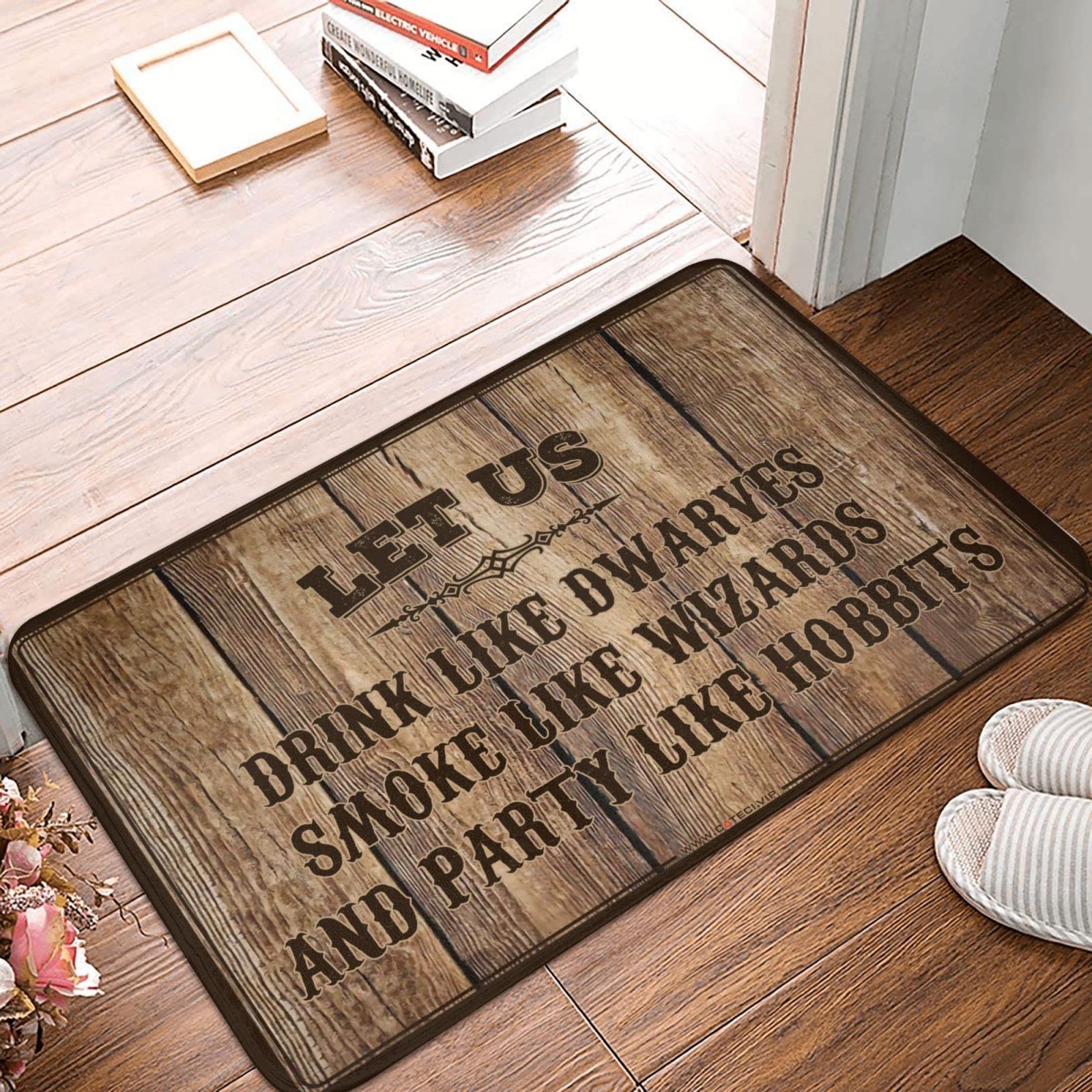 Tapis de salle de bain rustique Let Us Drink microfibre absorbant pour sol cuisine vintage