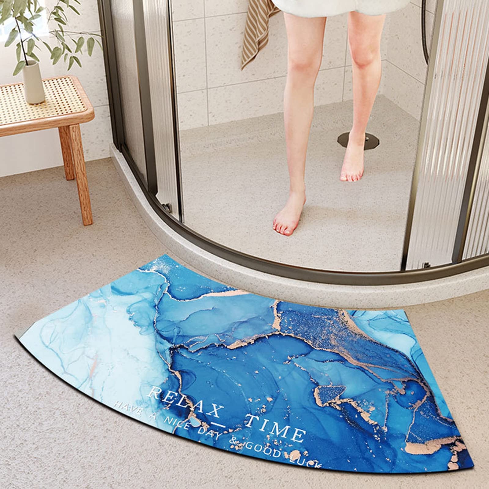 DFEO@MF Tapis De Douche Incurvé, 45x100cm Tapis Salle De Bain Arrondi