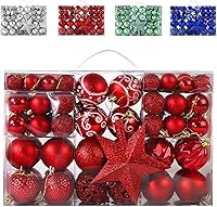 Vista 13 de Juego de 101 adornos de bolas de Navidad, juego de lujo para decoración de árbol de Navidad y cuerda para colgar, bolas de Navidad de Emopeak – Mini