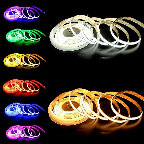 Miniatura 1 de Luz LED COB CCT RGB, 24 V, 5 en 1, 840 LEDsm RGB WW+RGB CW COB, doble temperatura de color blanco 2700K-6500K ajustable, cinta COB RGBW COB para