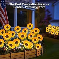 Vista 6 de KOOPER Luces solares para decoración al aire libre, paquete de 6 luces solares de jardín con 18 luces de girasol, encendido y apagado automático