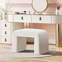 Tribesigns 24" White Vanity Stool Ottoman - Modern Foot Rest for Couch, Large Extra Seating Shoe Bench, Bedroom Dressing Chair, Fully Assembled