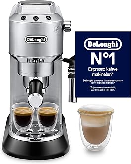 EC685.M Dedica Style Pump Espresso Coffee Machine | Espresso, Cappuccino, Latte & More Recipe Options| Coffee Maker Machine for Home | 15 Bar Pressure, 1350 W|Free Demo & Installation|Metal