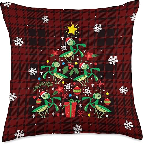 Miniatura 5 de Regalo de Mantis rezando linda Navidad Mantis adorno de Navidad árbol mascota divertido regalo almohada de 15.7 x 15.7 in, multicolor