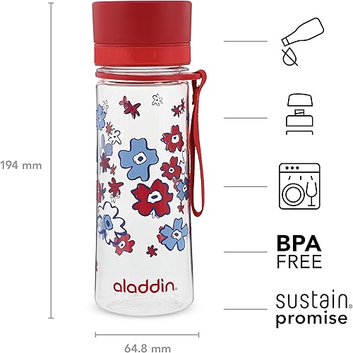 Miniatura 5 de Aladdin Aveo - Botella de agua, estampado rojo, 0,35 litros