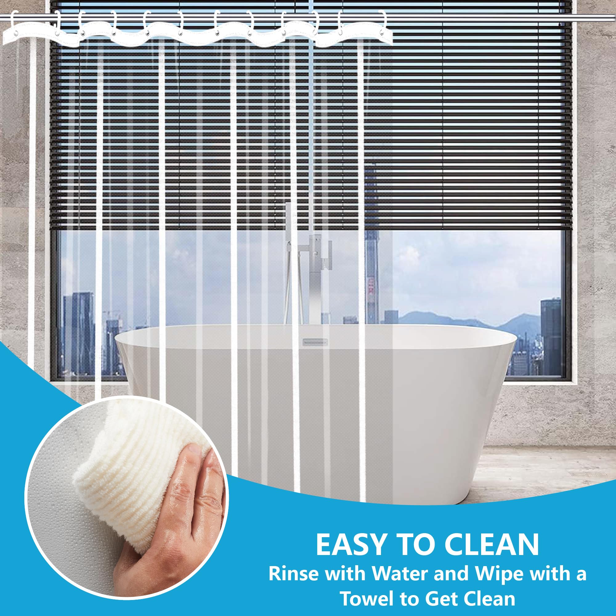 Rideau de douche transparent 80 x 190 cm en PEVA imperméable et résistant à la moisissure pour baignoire Couleur C et facile à utiliser