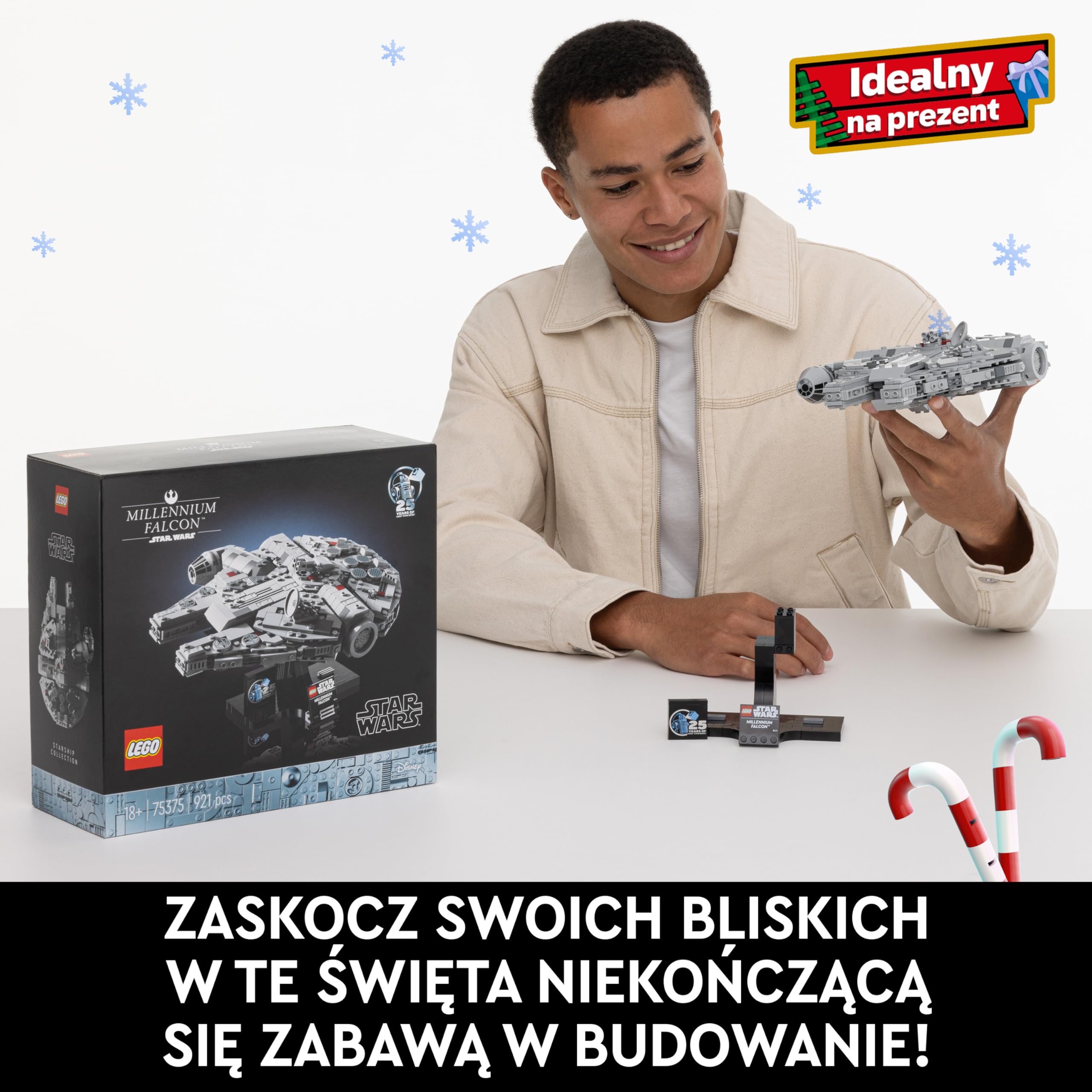 LEGO Star Wars Sokół Millennium 75375 | Model do ekspozycji, kolekcjonerski zestaw klocków dla dorosłych, prezent dla fana Star Wars, ozdoba na biurko, 921 elementów