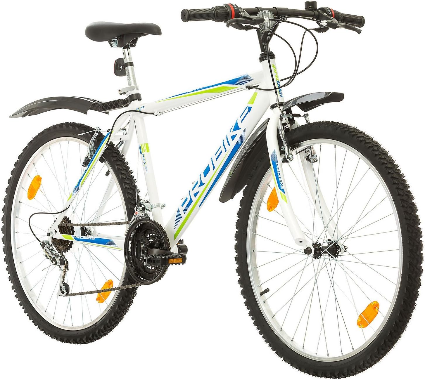 Coollook Probike 26-Inch Bike Wheel Mountain Bike MTB White Gloss Rigid Frame Men's Bike Cycling, Frame 51 cm, 18 Gears, EU Product