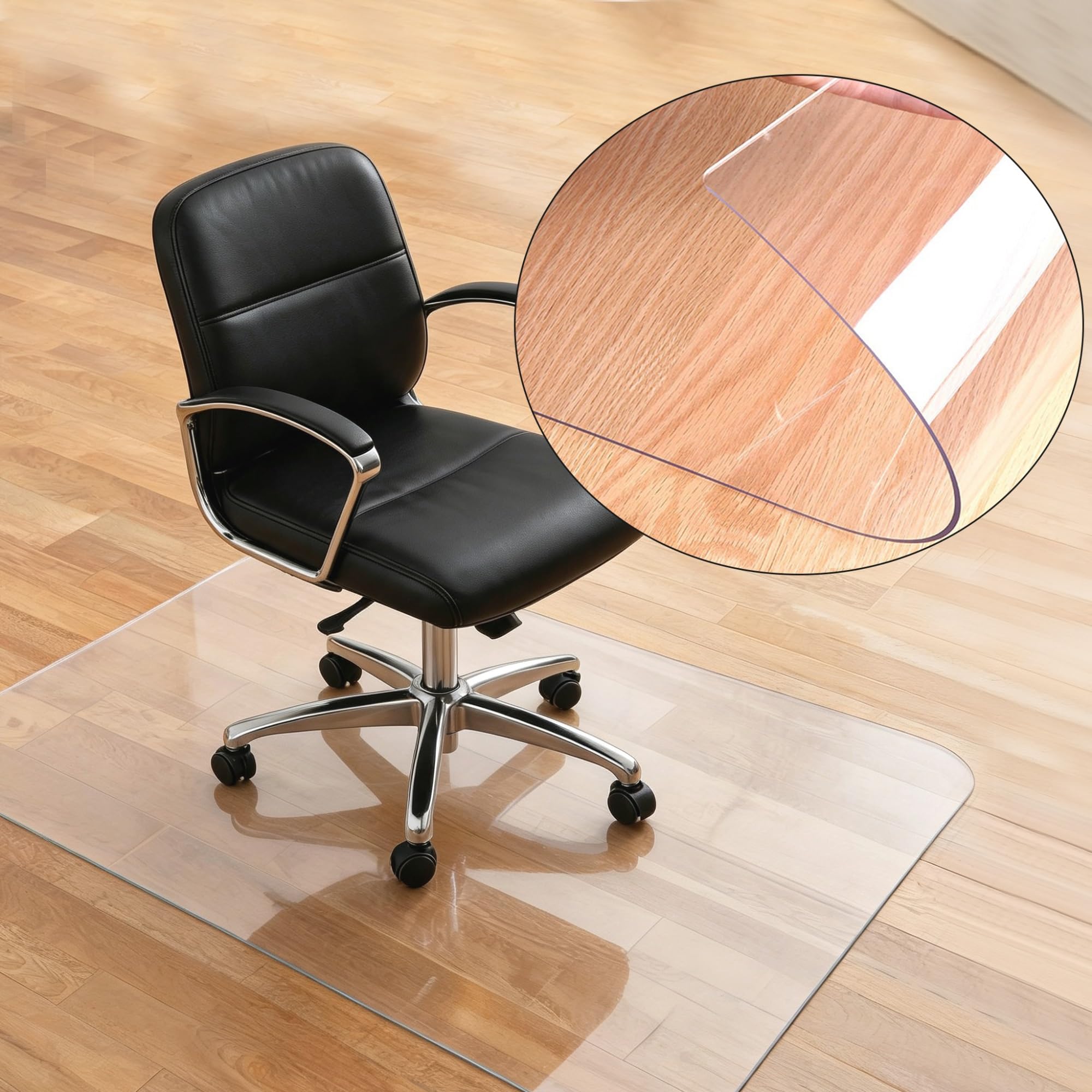 Alfombrilla Transparente Protector Suelo para Silla Oficina Antiarañazos | Antideslizante fabricada en PVC resistente de 2 mm protege pisos duros, parquet y baldosas(Transparent,35"x55"/90x140cm)