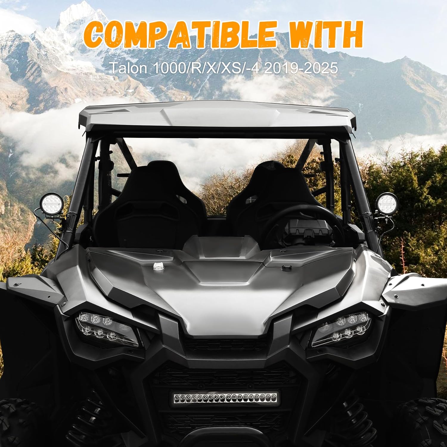 3.5 Inch A-Pillar LED Pod Lights Accessories for Honda Talon 1000R 1000X 1000X-4 1000XS-4 1000R-4 (2019-2025), Round Auxiliary Flood Lights with Mounting Bracket Wiring Harness, Off-Road Kit (2 PCS)