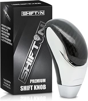 Car Gear Shift Knob for Mazda 3 6 CX MX, Acura MDX RL TL TSX CL, Scion tC xB xD iQ, Toyota Avalon Camry Corolla, Lexus RX ES GS is LS SC, Replacement Shifter Black Carbon Leather/Silver