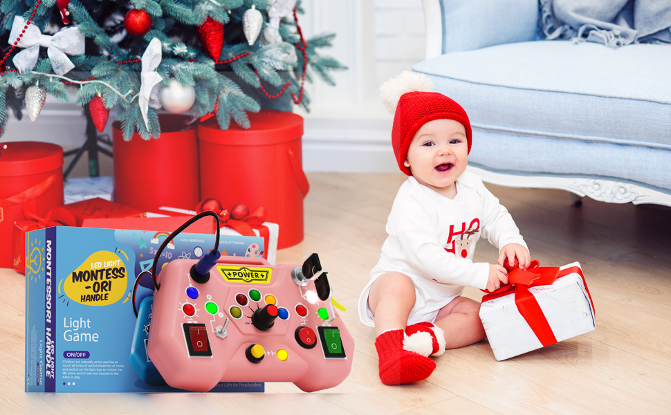 Yitical Montessori Jouet Bébé 1 An LED Busy Board - 8 Interrupteurs LED - Jeu Motricité Sensorielle Pour Enfants 12-36 Mois