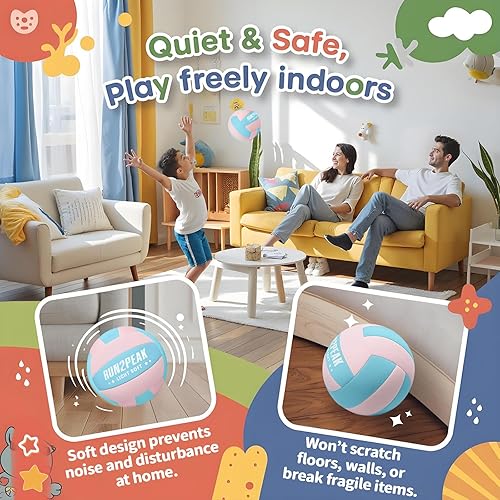 Miniatura 4 de Balón de voleibol ligero súper suave, pelota de voleibol de tela segura y silenciosa para jugar en interiores, tamaño oficial 5 para niños, jóvenes,