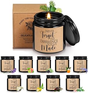 Fumete 10 Pcs Employee Appreciation Gifts for Women Inspirational Candle 3.5 oz Never Forget The Difference You Make Thank You Gifts for Nurse Customer Service Week Vet Tech Volunteer(Black)