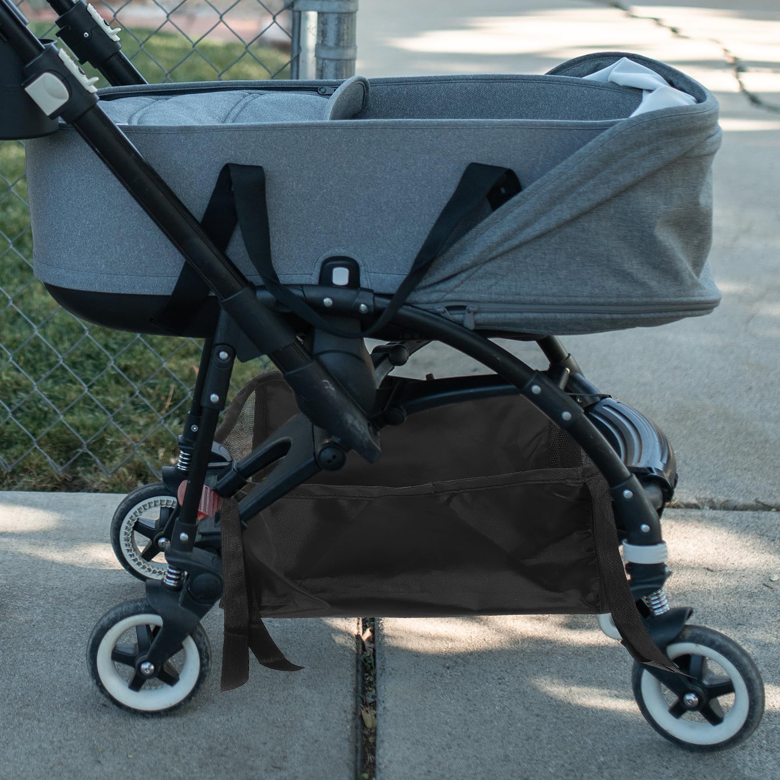 SUPVOX Borsa Portaoggetti per Passeggino Oxford Nero, Resistente e Multifunzionale, per Viaggi All'aperto Neogenitori, Cesto Inferiore per Passeggino