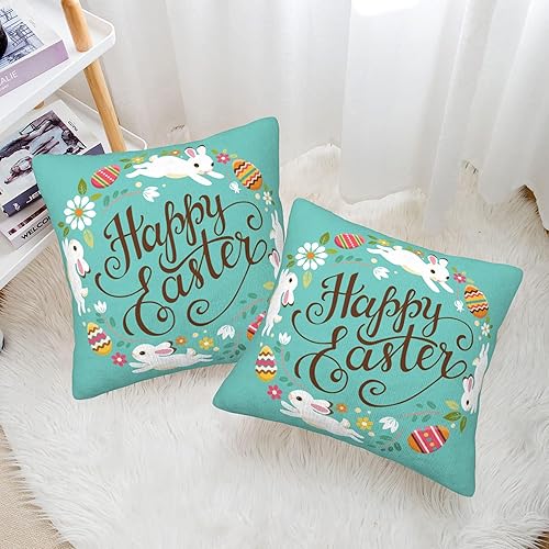 Miniatura 4 de FOISIIAEA Juego de 2 fundas de almohada decorativas de 18 x 18 pulgadas, diseño de huevos de Pascua, para sala de estar, dormitorio, sofá