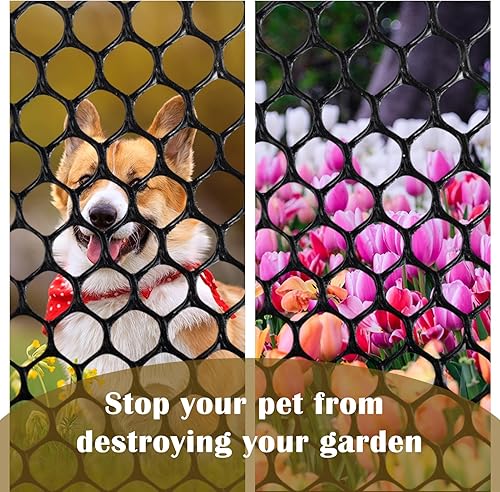 Vista 6 de ROMODEN Malla de plástico para valla de pollo, 15.7 x 118 pulgadas, malla hexagonal para aves de corral, barrera de alambre hexagonal