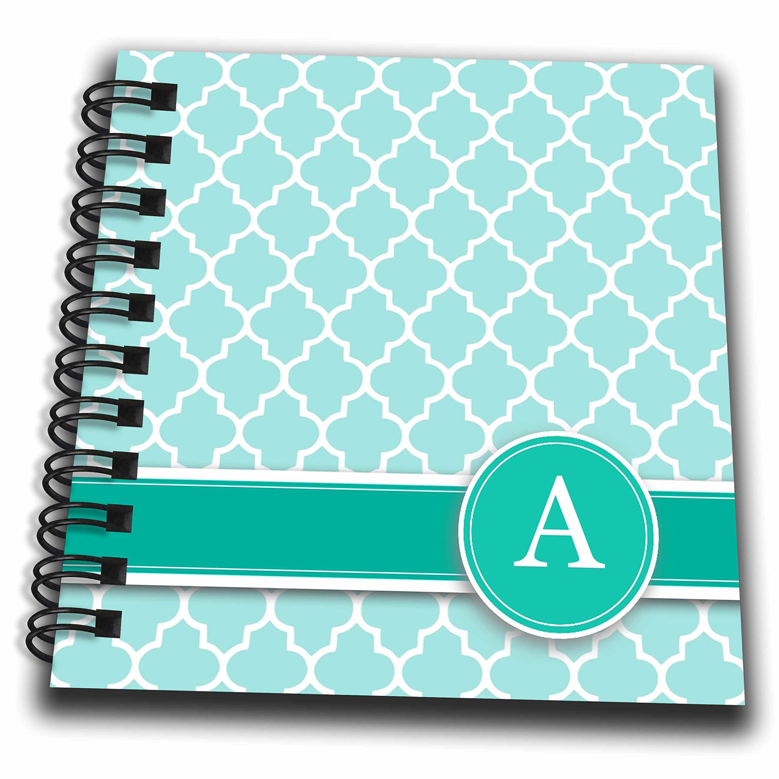 Mini carnet de notes turquoise portable avec motif monogramme lettre A