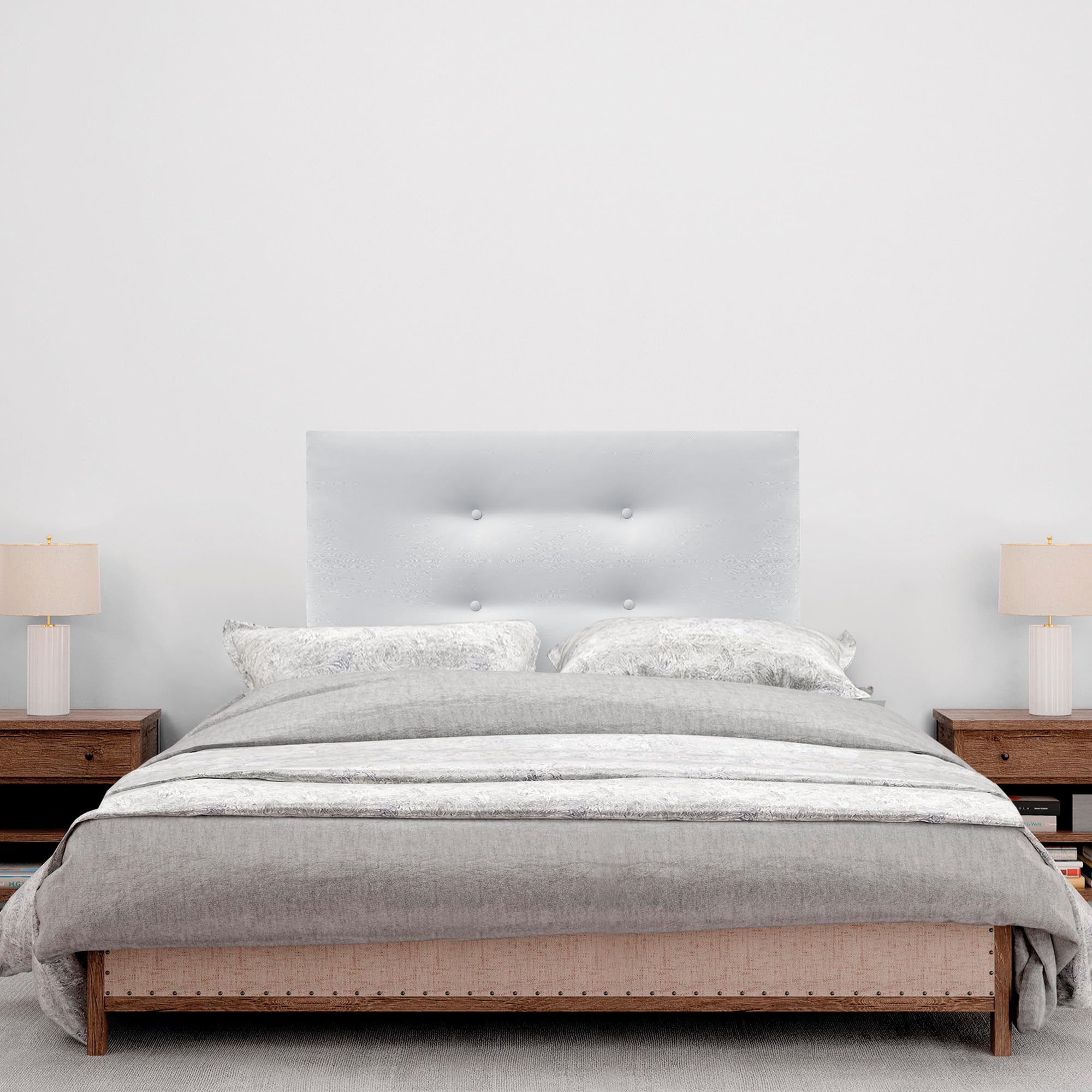 DHOME Testata in similpelle o tessuto AQUALINE Testata imbottita liscia Testata letto di lusso (Similpelle Bianco Hueso, 90cm (Lits 70/80/90