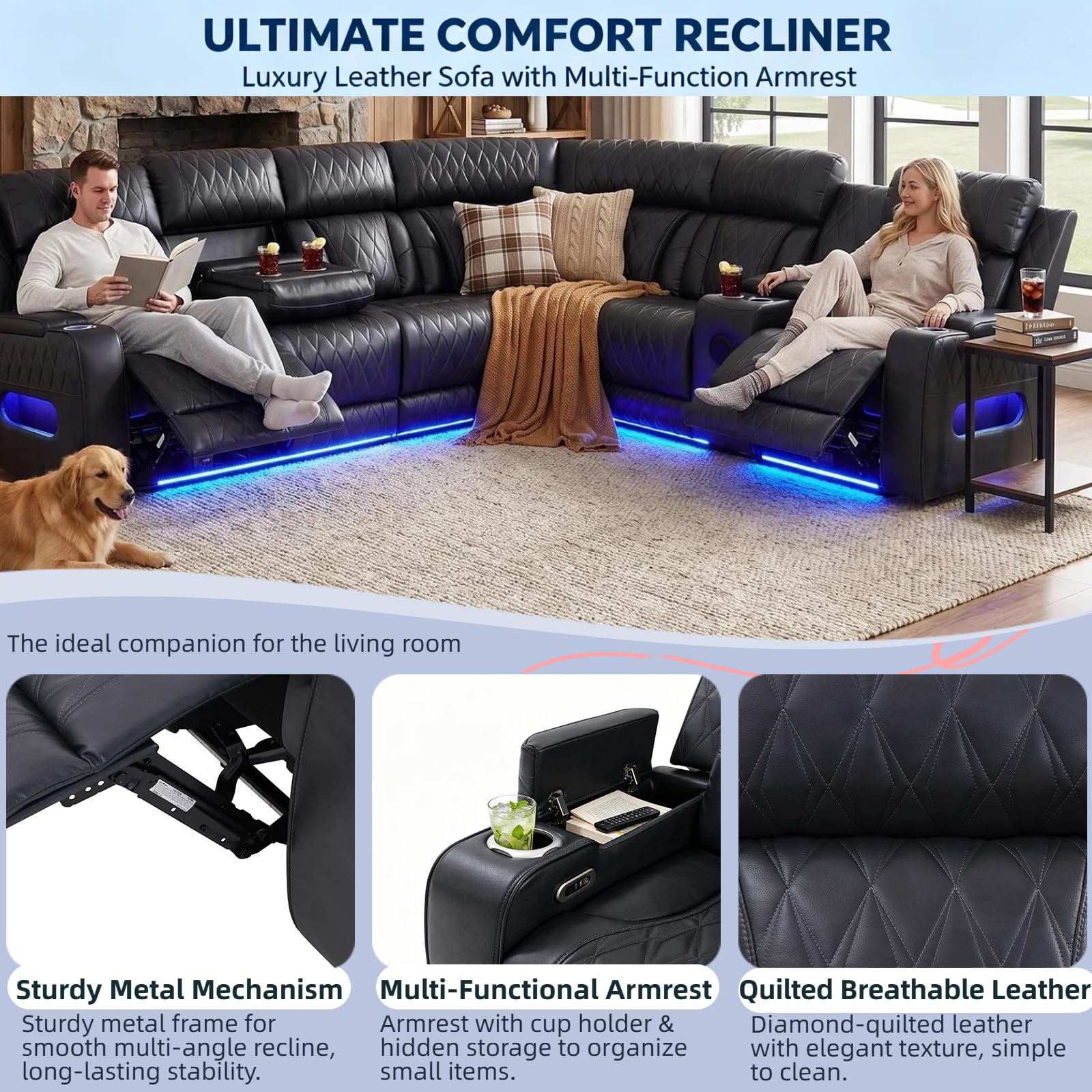 Power Reclining Sectional Sofa with Speakers & USB Charging Port view 5