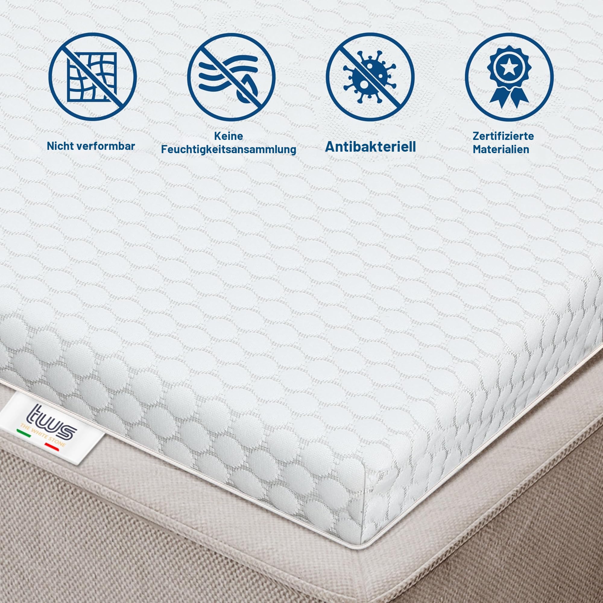 Matratzen Topper und antimykotisch 70x200cm Memory Foam H3 | Orthopädische Matratzentopper, belüftet | Matratzenauflage 6 cm | Gepolstert, mit abnehmbarem Bezug
