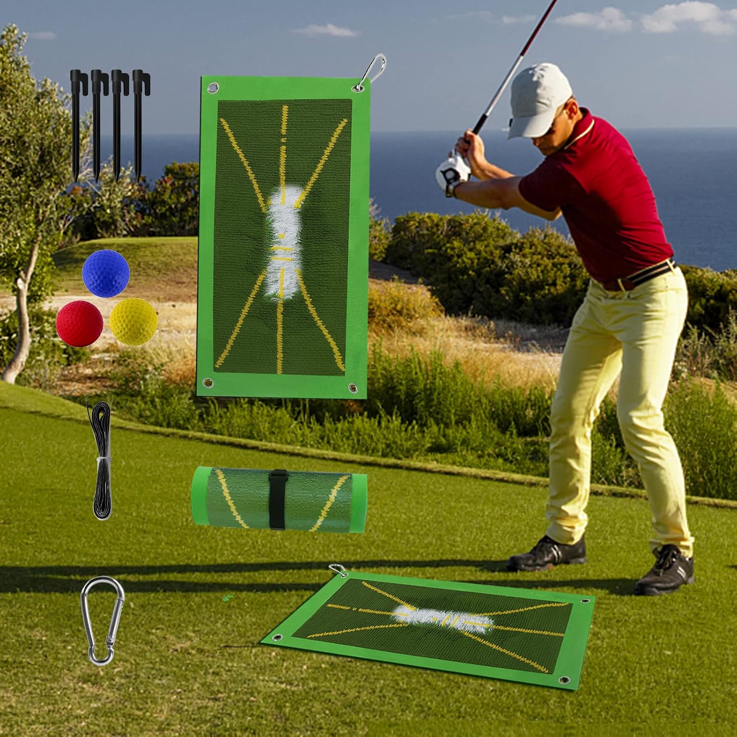 Golf Training Mat for Swing Detection Batting, Portable Golf Impact Mat