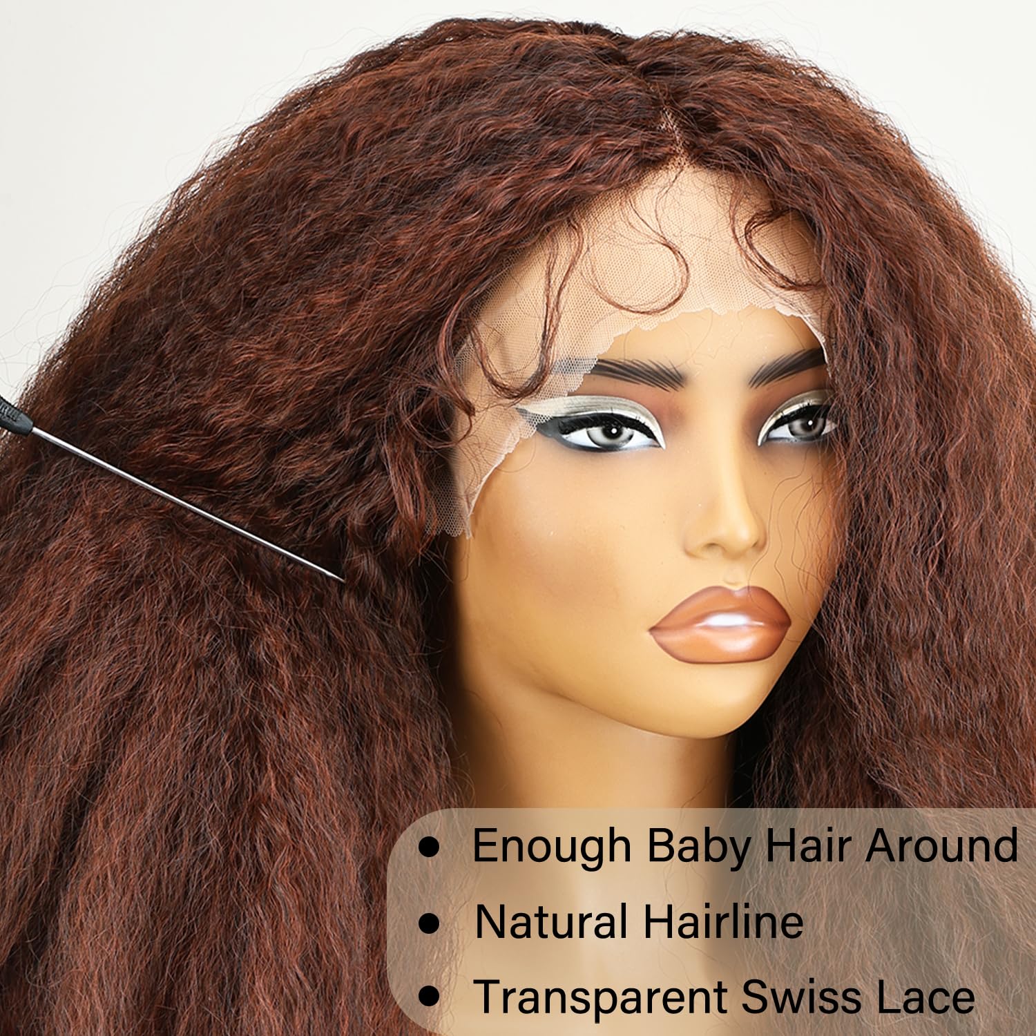 Copper wig swisslace lacefront Freepart 20-22 Long lace front wavy human wig - 18 main image 3