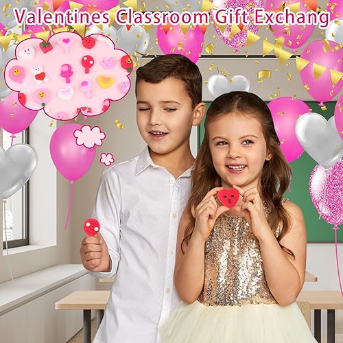 Miniatura 5 de Anboor 24 piezas de juguetes esponjosos Mochi para el día de San Valentín para niños, premios de clase escolar, intercambio de aula, regalos de