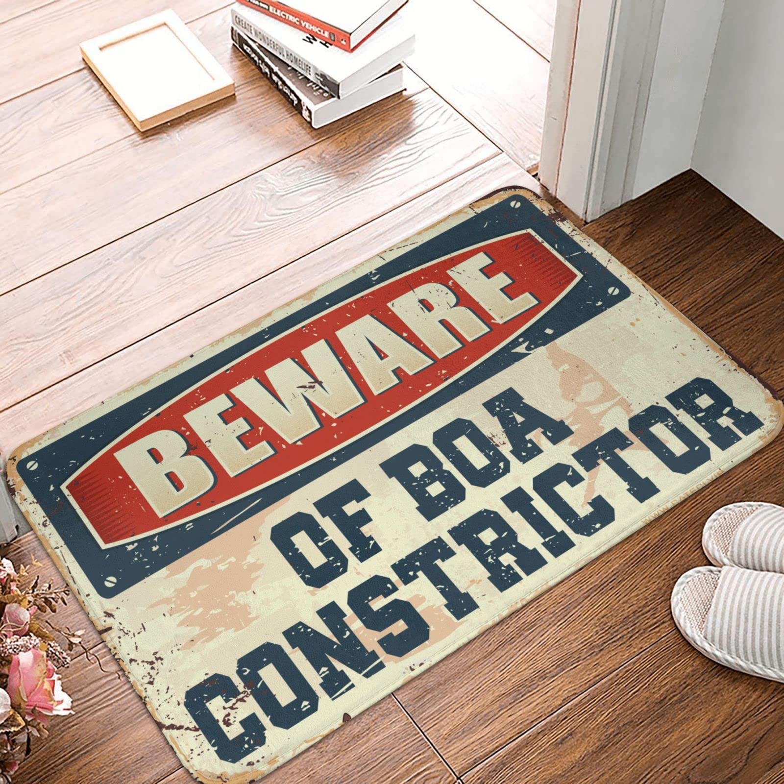 Tapis de porte d'automne Attention au Boa Constrictor résistant pour décoration extérieure