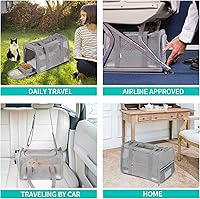 Vista 6 de Transportador de gatos de lados suaves para gatos pequeños y cachorros de hasta 15 libras, transportador de mascotas aprobado por aerolíneas Gris