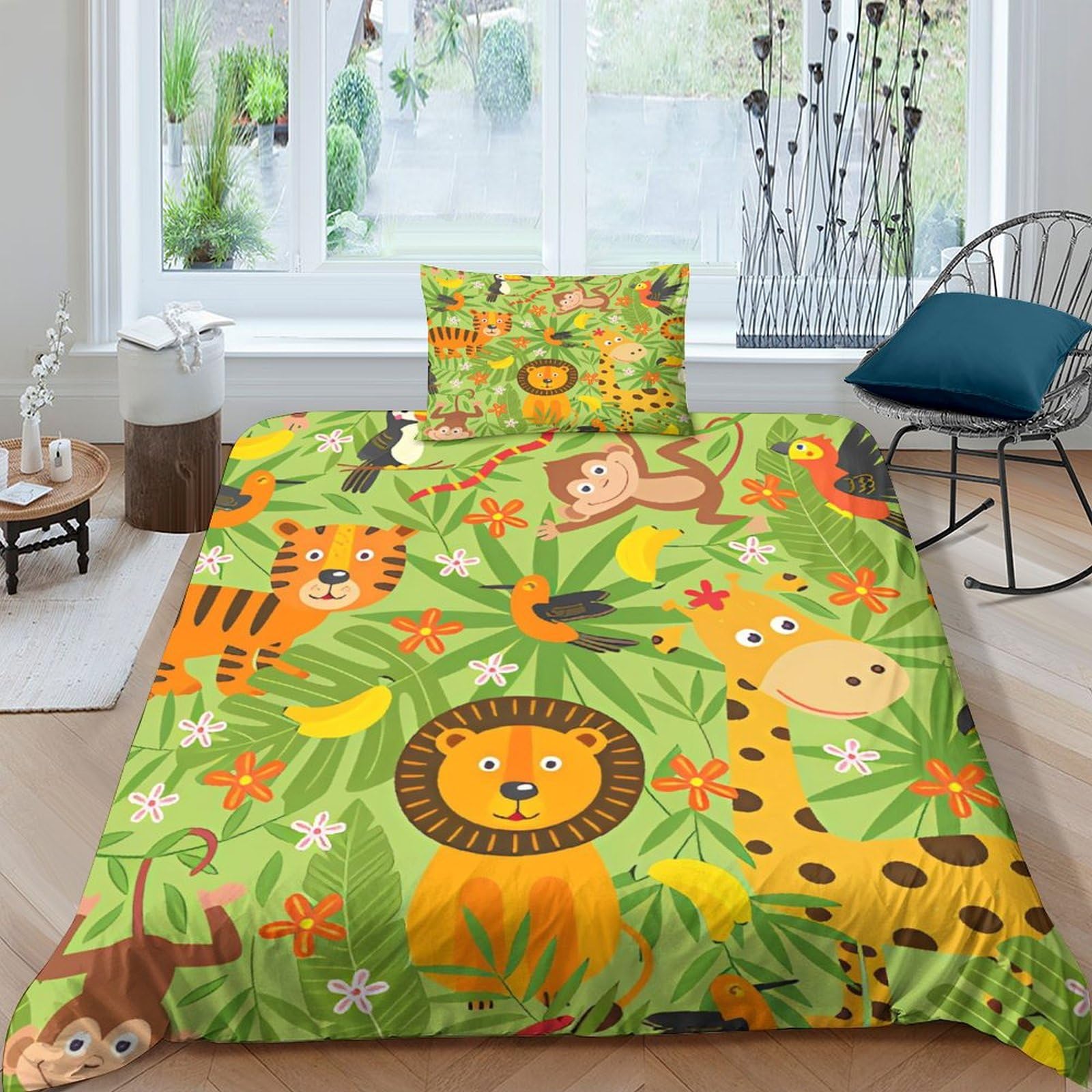 Parure de lit girafe lion en microfibre premium avec finitions zippées durables