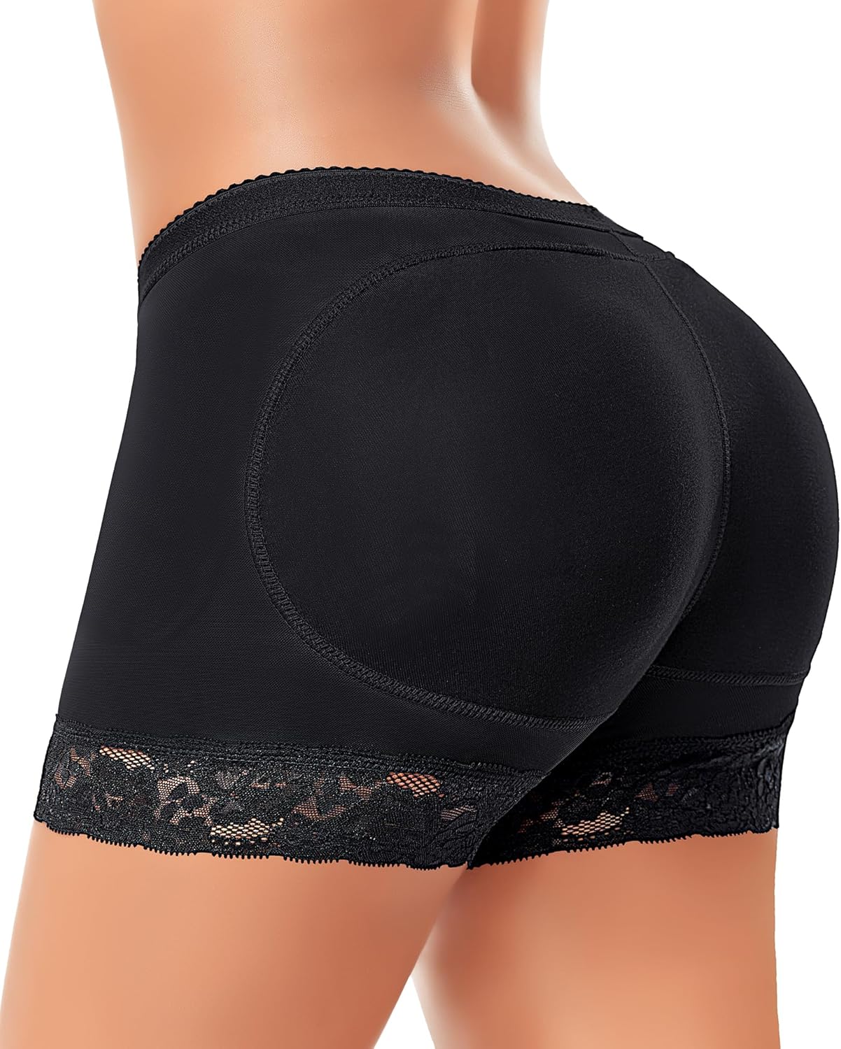Padded Underwear for Women Butt Lifter Panties Booty Pads Butt Enhancer Lace Boyshorts Shapewear #1 Black-mid Waisted 3X-Large
