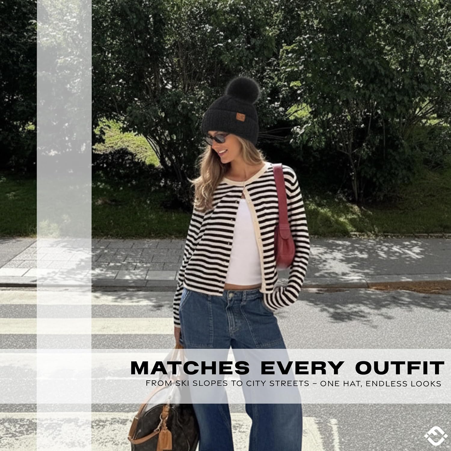 Funky Junque Beanie for Women Ultra Soft Chenille Faux Fur Pom Pom Winter Hats Warm Ski Cap Fashion - Image 2