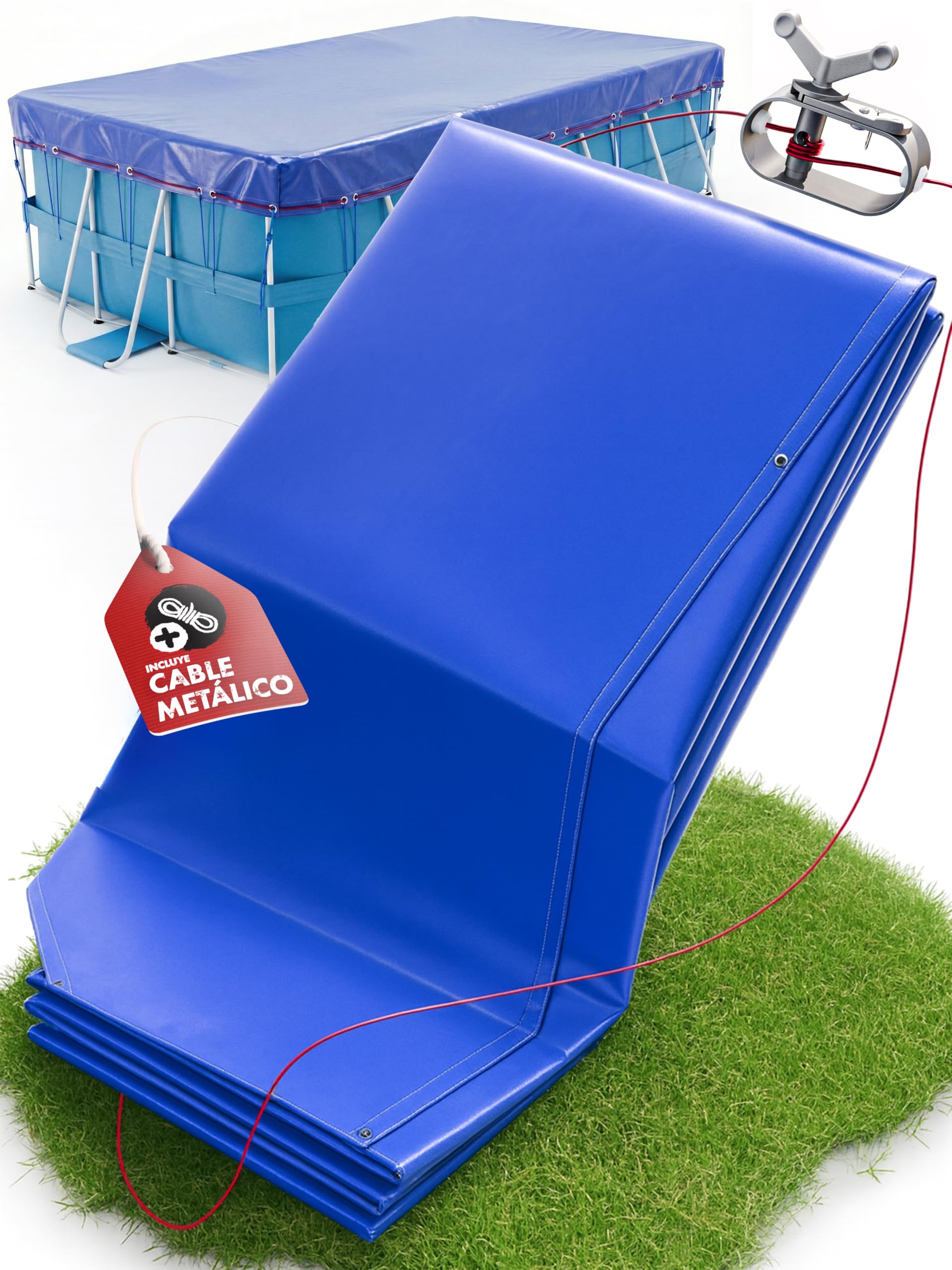 Cubierta de piscina de 400 x 200 cm, incluye material de fijación, lona de piscina de invierno de material grueso 200 g/m², cubierta de invierno, adecuada para Intex Bestway, cubierta de 460 x 260 cm