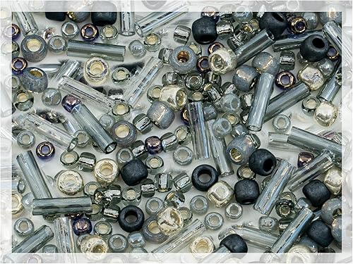 Miniatura 9 de 0,35 oz (10 g) Mezcla de pequeñas rocallas, cuentas de semillas y bugles de 2-10 mm de cuentas de vidrio japonés TOHO, mezcla TOHO Beige Pearl