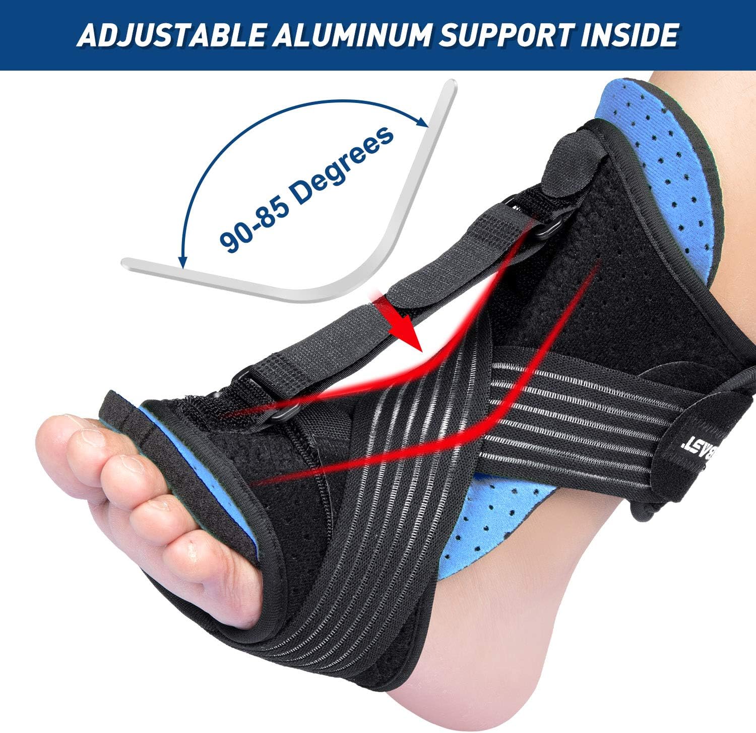 2021 New Upgraded Blue Night Splint for Plantar Fascitis, AiBast Multi Adjustable Ankle Brace Foot Drop Orthotic Brace for Plantar Fasciitis, Arch Foot Pain, Achilles Tendonitis Support for Women, Men : Health & Household