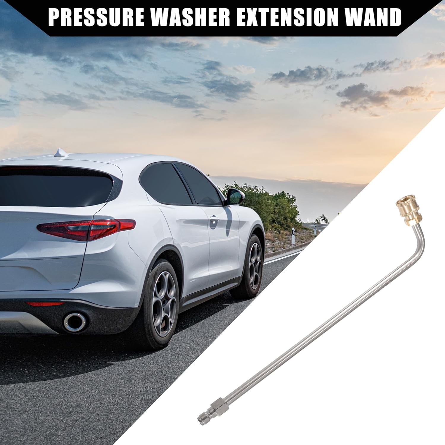 Pressure Washer Extension Wand/Outer Power Washer for Lance Extension Rod for Car Motorcycle Bike/L Shape 1/4 Inch Fast Connect 35cm / 1pcs