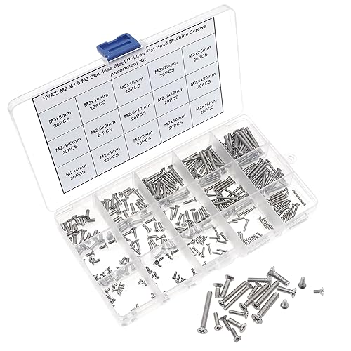 Miniatura 5 de M2 M2.5 M3 Kit surtido de tornillos de máquina de cabeza plana Phillips de acero inoxidable