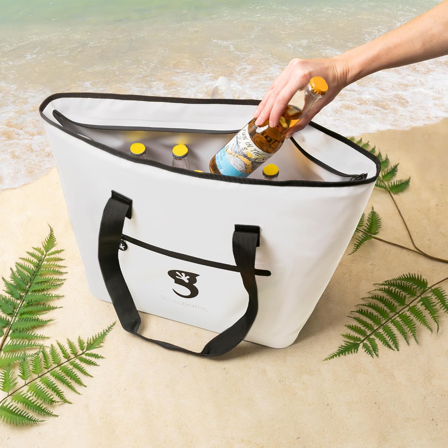 geckobrands 25L Tote Cooler - Waterproof for Extreme Water Sports Holds 34 Cans, 28 Slim Cans, or 16 Bottles