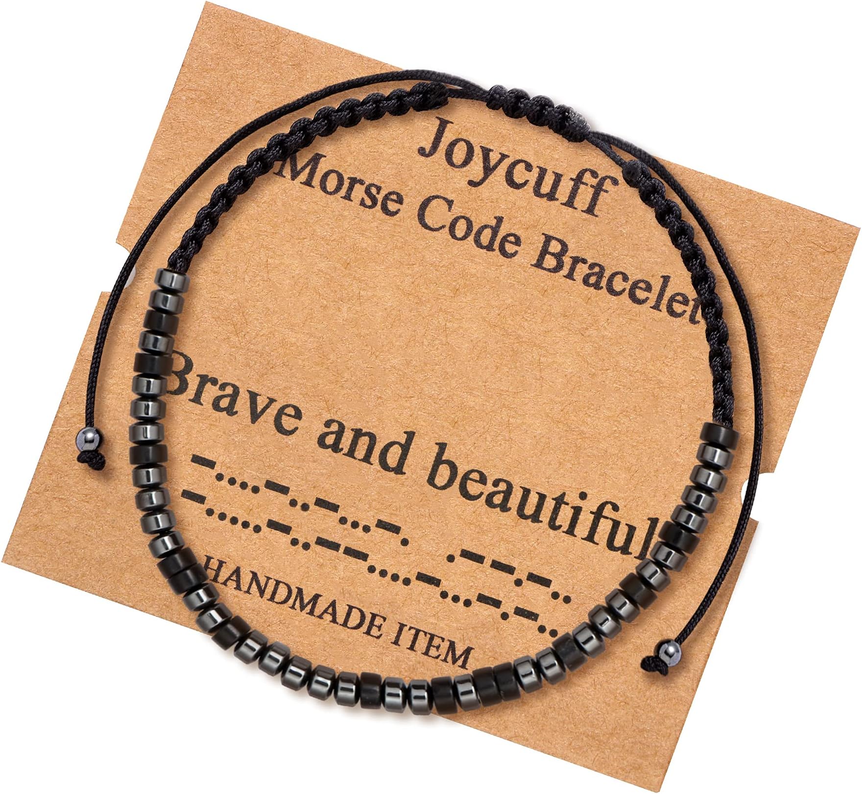 JoycuFFInspirational Morse Code Bracelets for Women Teen Girls Gifts for Her Best Friend Mom Daughter Sister Aunt Wife Girlfriend Encouragement Funny Jewelry Silk Beaded Wrap Bracelet Adjustable