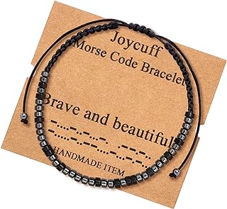 JoycuFF Morse Code Bracelets for Women Men Gifts for Her Him Mom Dad